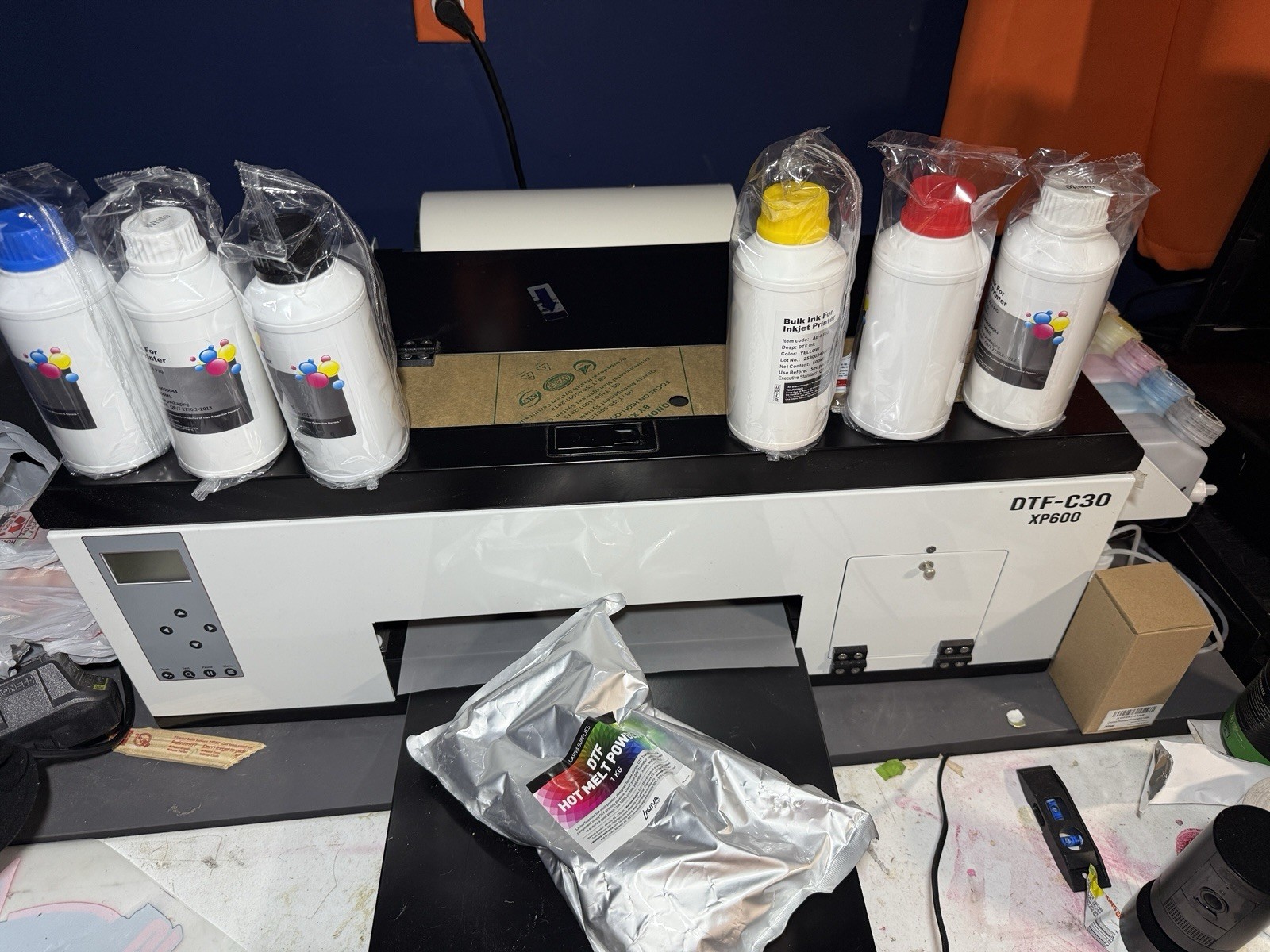 DTF-C30 XP600 + Supplies (Ink, Powder, Paper)