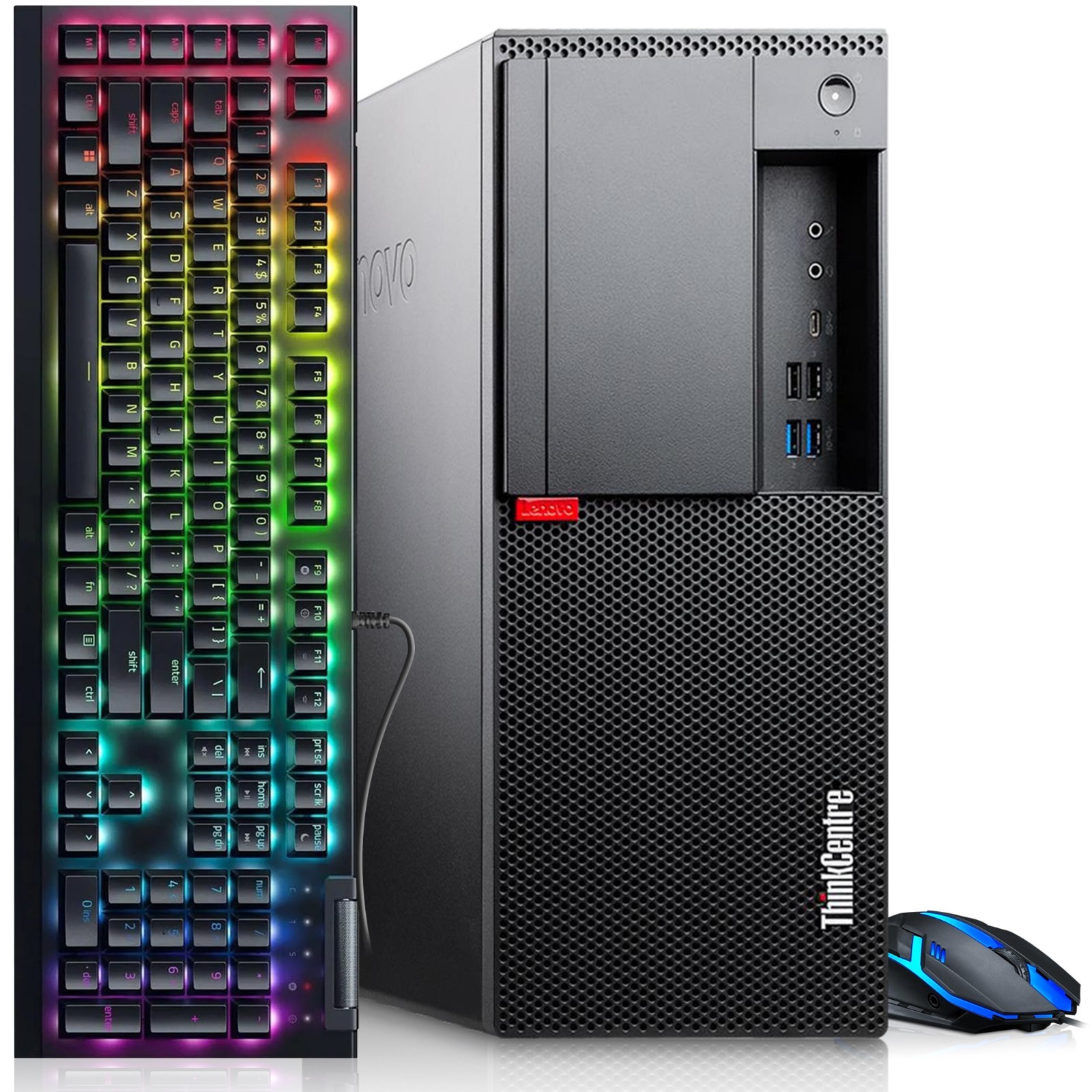 Lenovo M720t Gaming PC 32GB RAM 512GB SSD AMD RX-550 RGB-KB&M WiFi Window 11 Pro