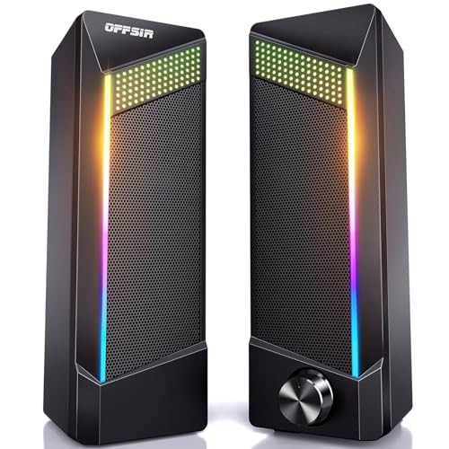 OFFSIR PC Speaker Gaming Speaker USB Wired RGB Light 2ch Stero Reality 3D Sound