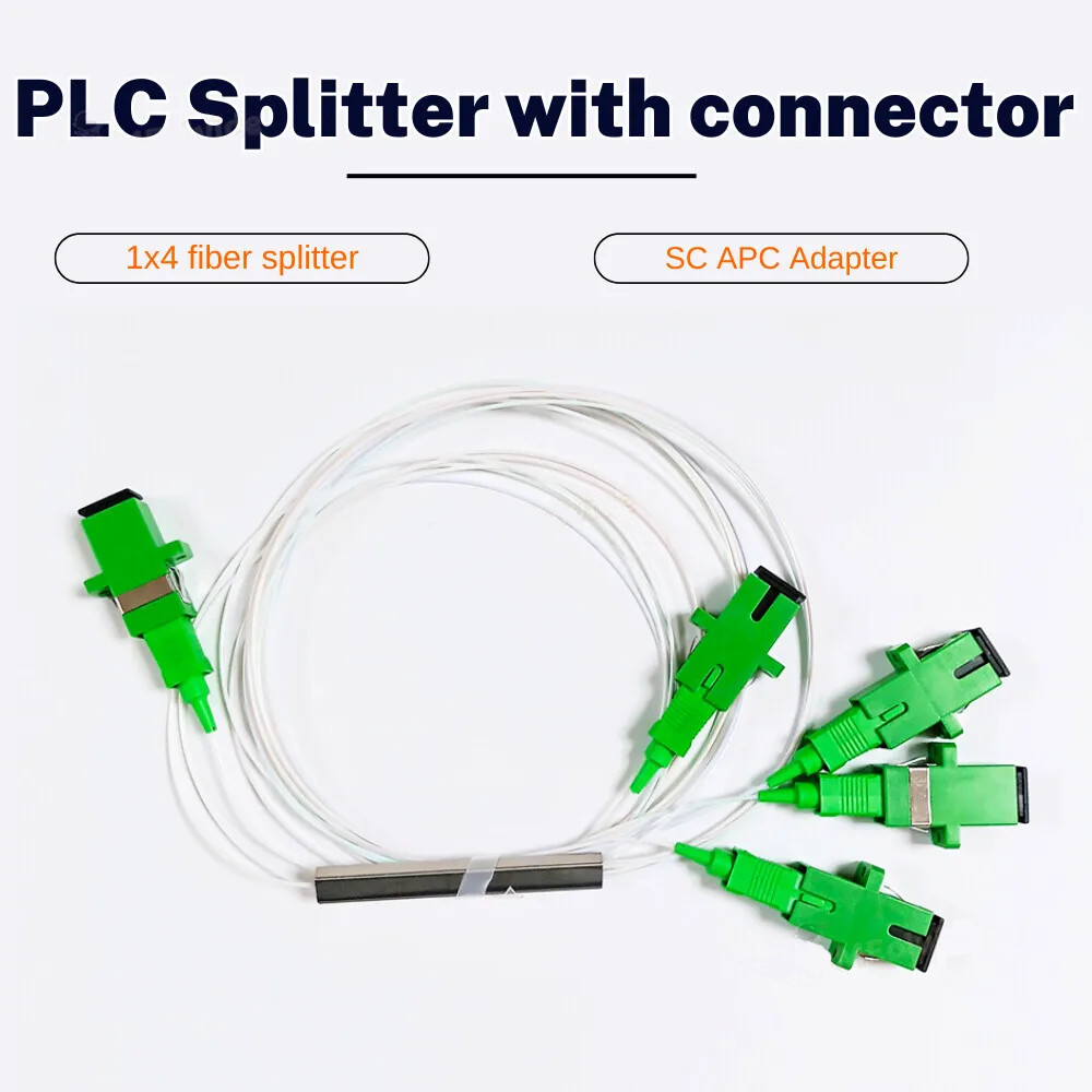 Fiber Optic PLC Splitter 1X4 SC/APC 0.9Mm Steel Tube SC APC Connector PLC Splitt