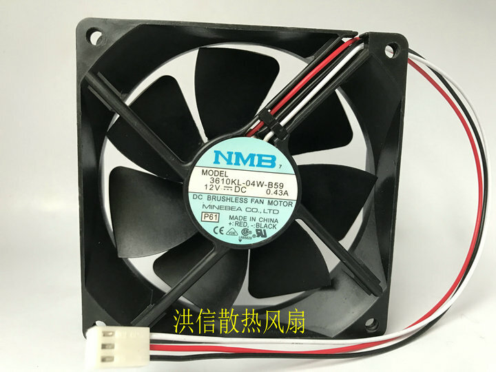 1pcs  NMB 3610KL-04W-B59 DC12V 0.43A 9025  90mm 3-wire cooling fan 3pin