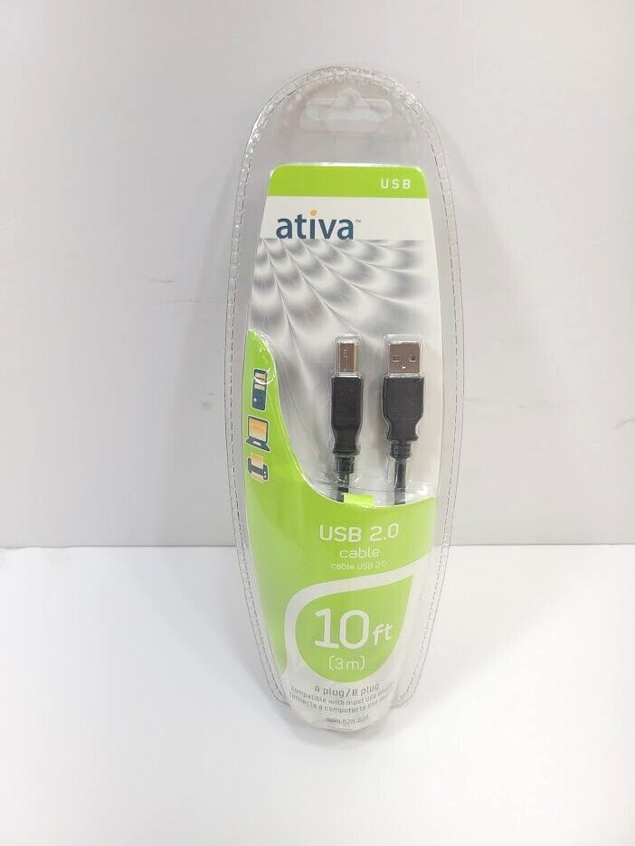 Ativa USB 2.0 Cable 10 Ft (3m) New Sealed  Item 828-625 A Plug / B Plug