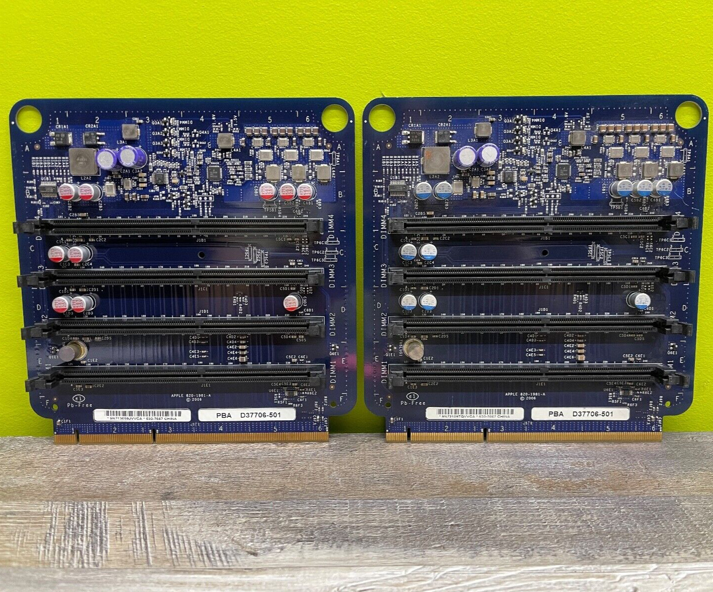 Apple Mac Pro 1,1 A1186 2006-2007 Memory Riser Pair Board 630-7667 820-1981-A