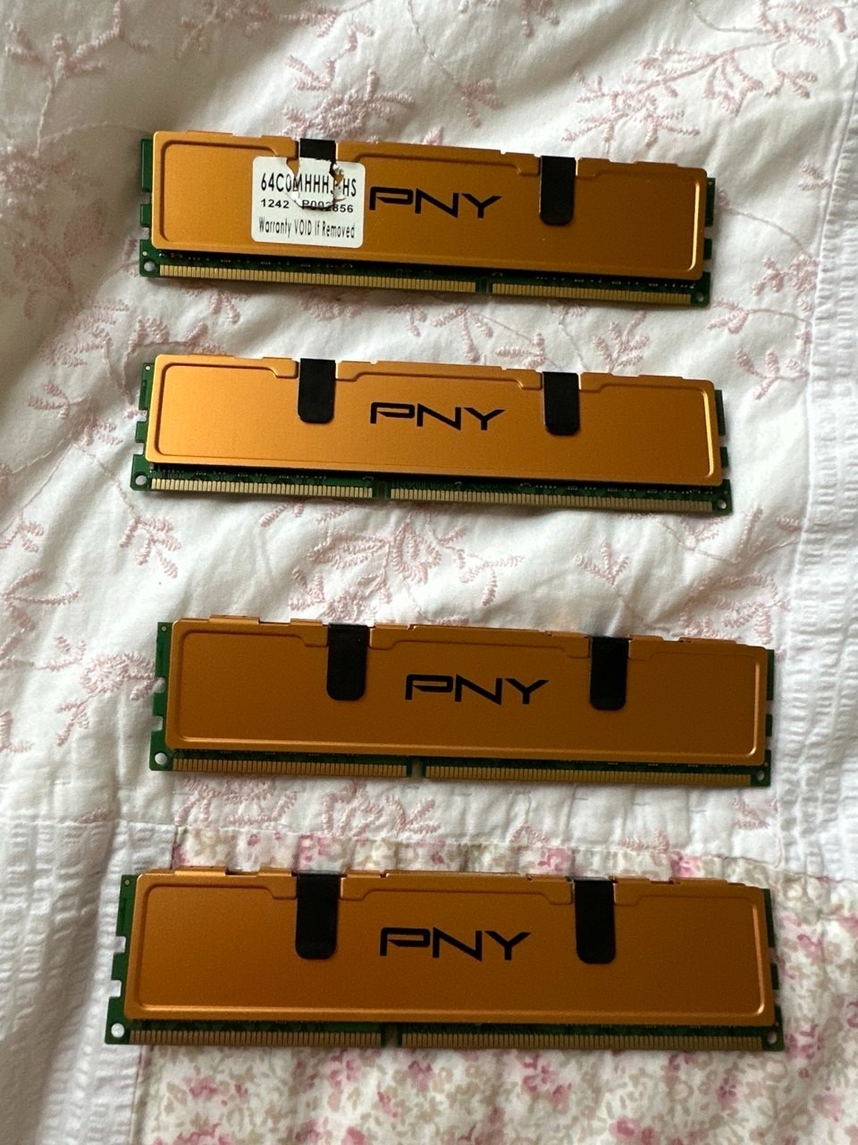 Set of four PNY 4GB desktop memory modules — 16GB total.
