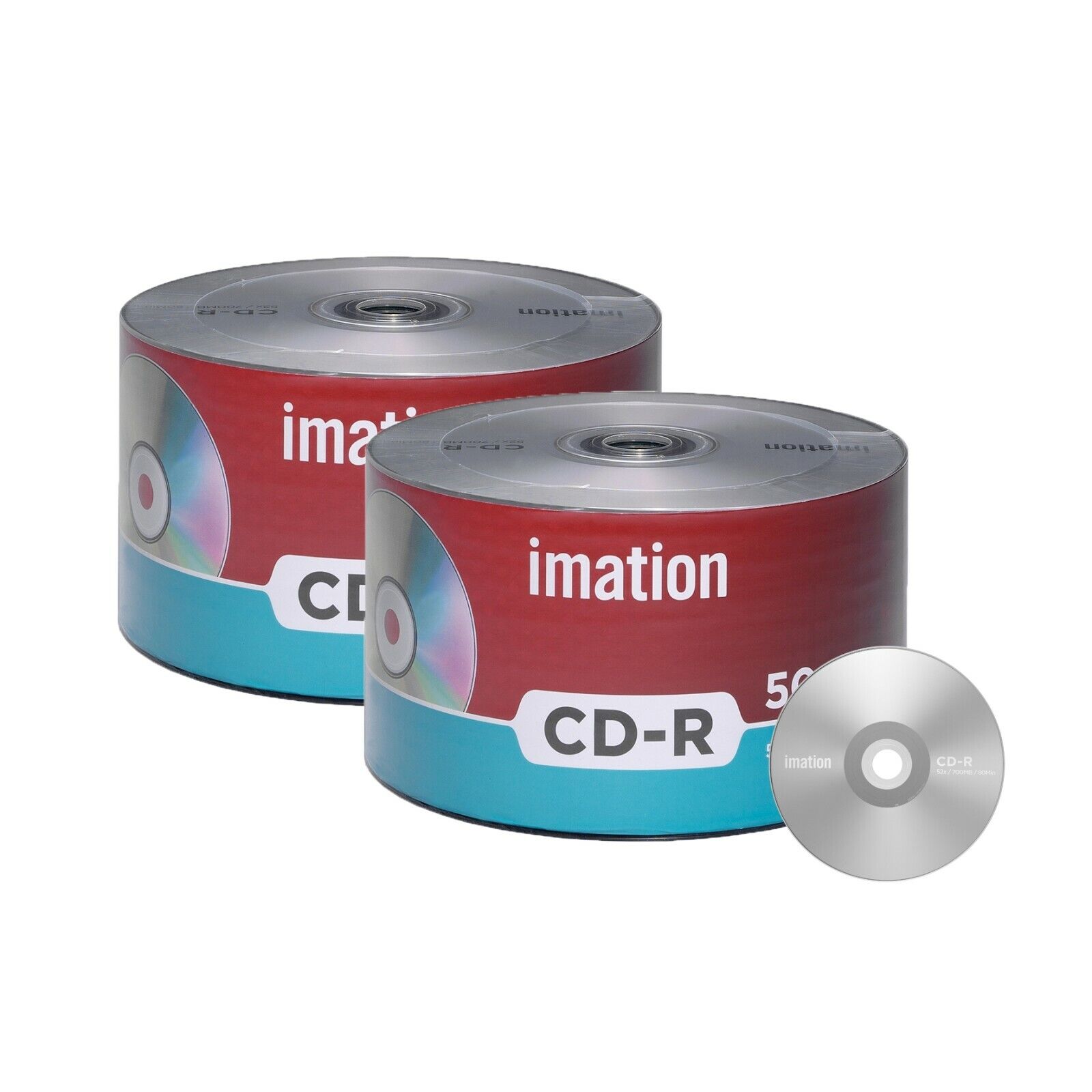 100 Pack Imation CD-R 52X 700MB/80Min Branded Logo Blank Media Recordable Disc