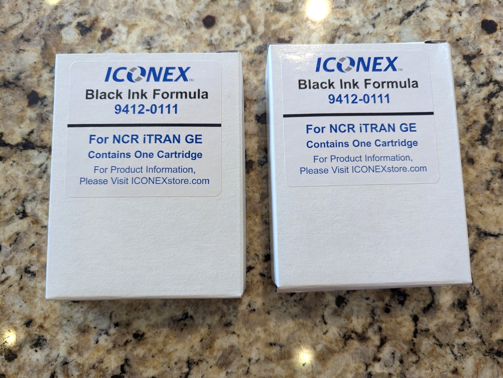 2 PK Iconex for NCR Itran Graphical Endorser Black Fast Dry Cartridge 9412-0111