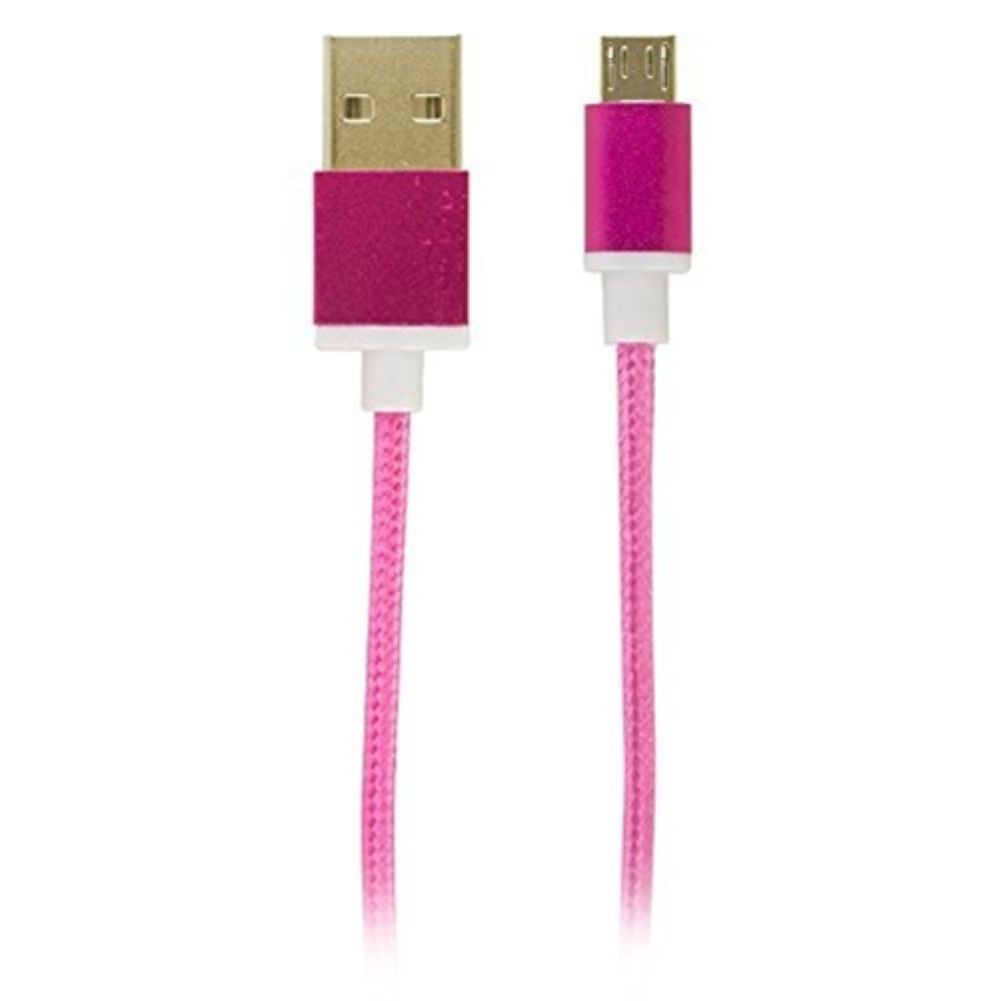 3FT USB to MicroUSB Braided Fabric Charging and Sync Cable Cord Pink