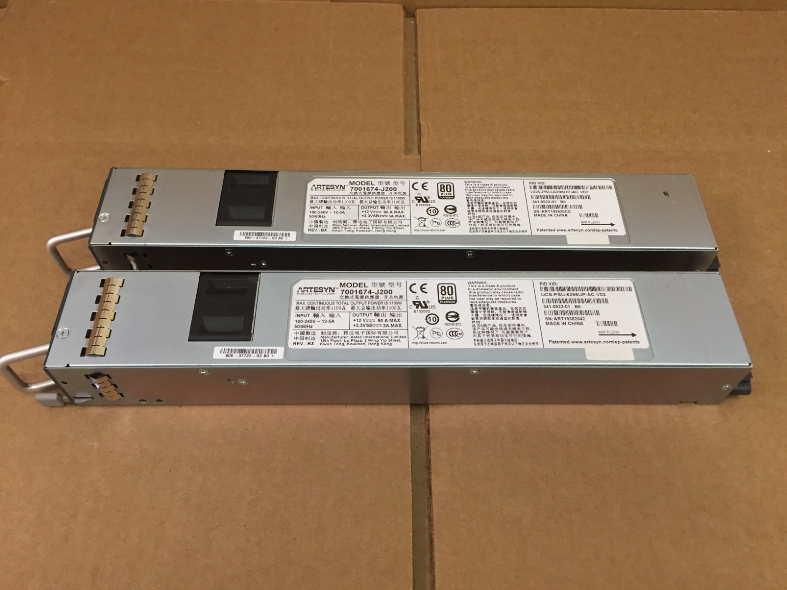Lot of 2 CISCO UCS-PSU-6296UP-AC 7001674-J200 341-0523-01 1100W Power Supply