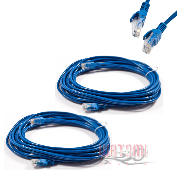 2X 50FT CAT5 CAT5E RJ-45 ETHERNET LAN NETWORK PATCH CABLE BLUE MALE CONNECTOR