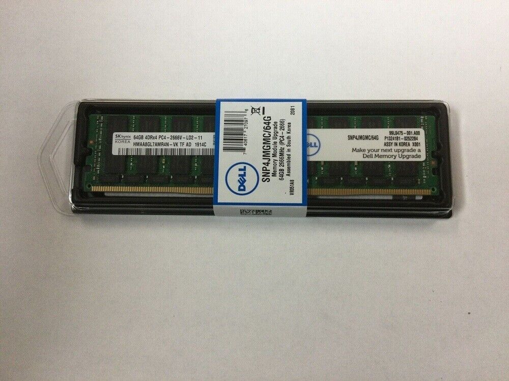 NEW Dell SNP4JMGMC/64G A9781930 4DRX4 64GB DDR4 PC4-2666V Server ECC RAM Memory
