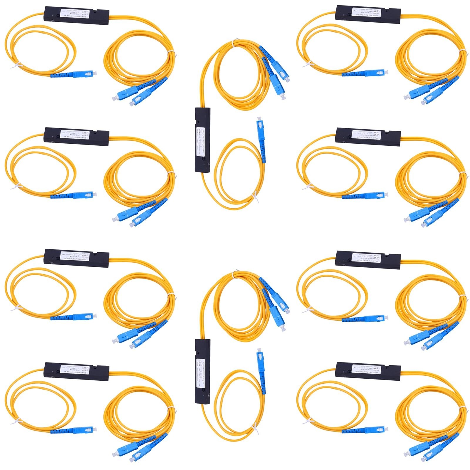 10-Pack SC/UPC Fiber Optical FBT Splitter 1x2(1 in 2 Out) Singlemode 1310/155...