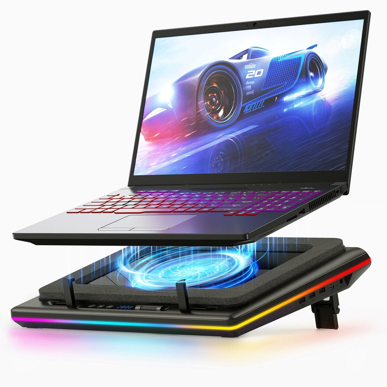 llano V12 Gaming Laptop Cooling Pad, RGB Laptop Cooler, Laptop Cooling Fan Stand