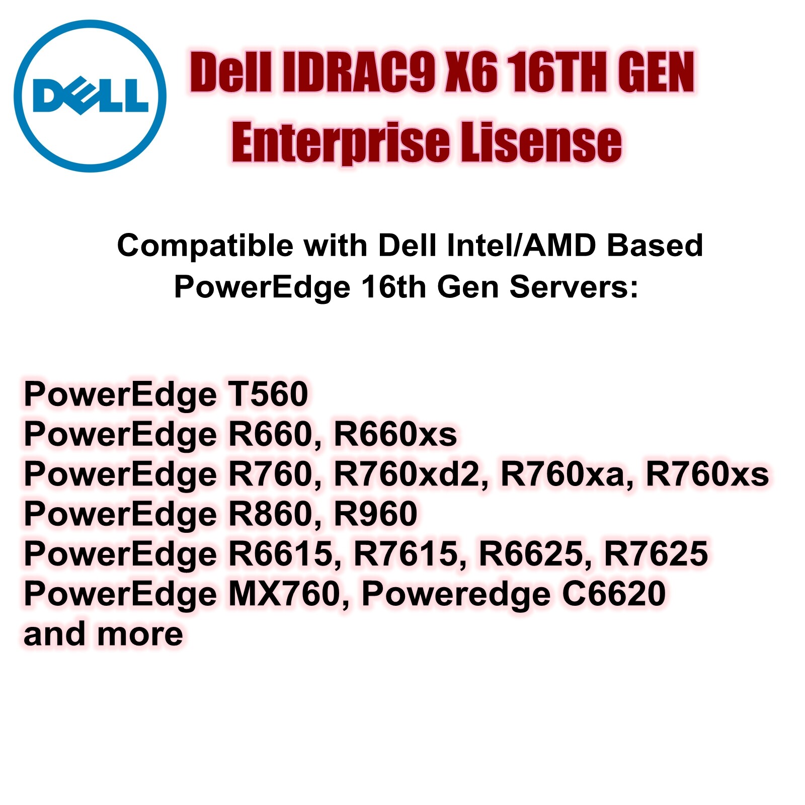 For Dell iDRAC9 X6 Enterprise License 16th Gen R760xd2 R760xa R760xs MX760 24h