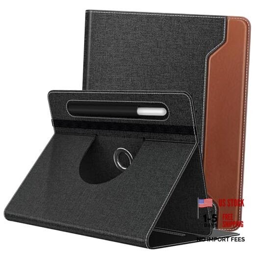 Universal Case for 9-11 Inch Tablet, 360 Degree Rotating A-Demin Black & Brown