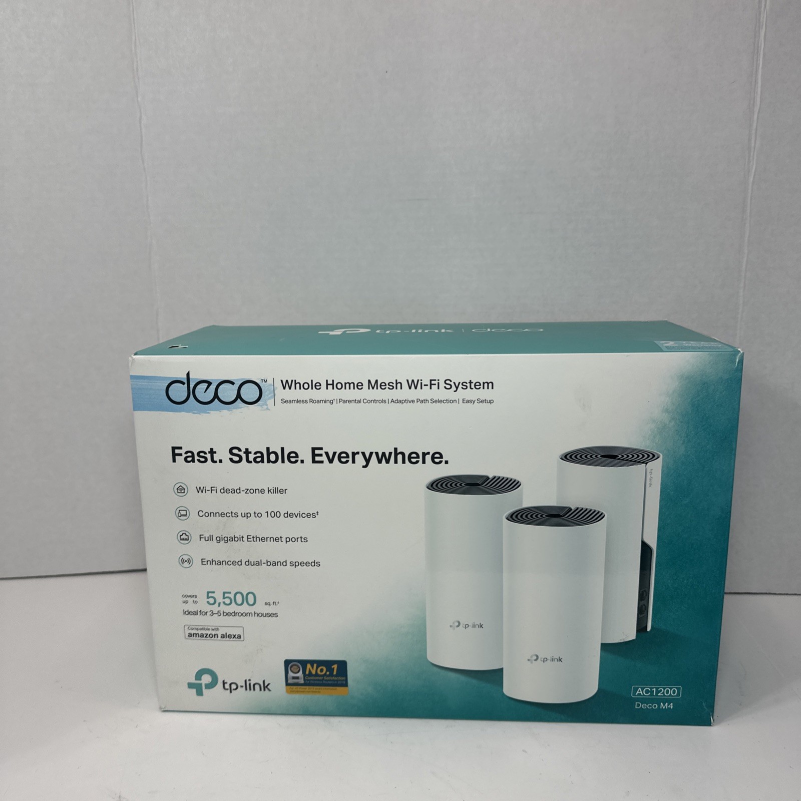 TP-LINK Deco M4 AC1200 - Whole Home Mesh Wi-Fi System - Pack of 3, White  —NEW—