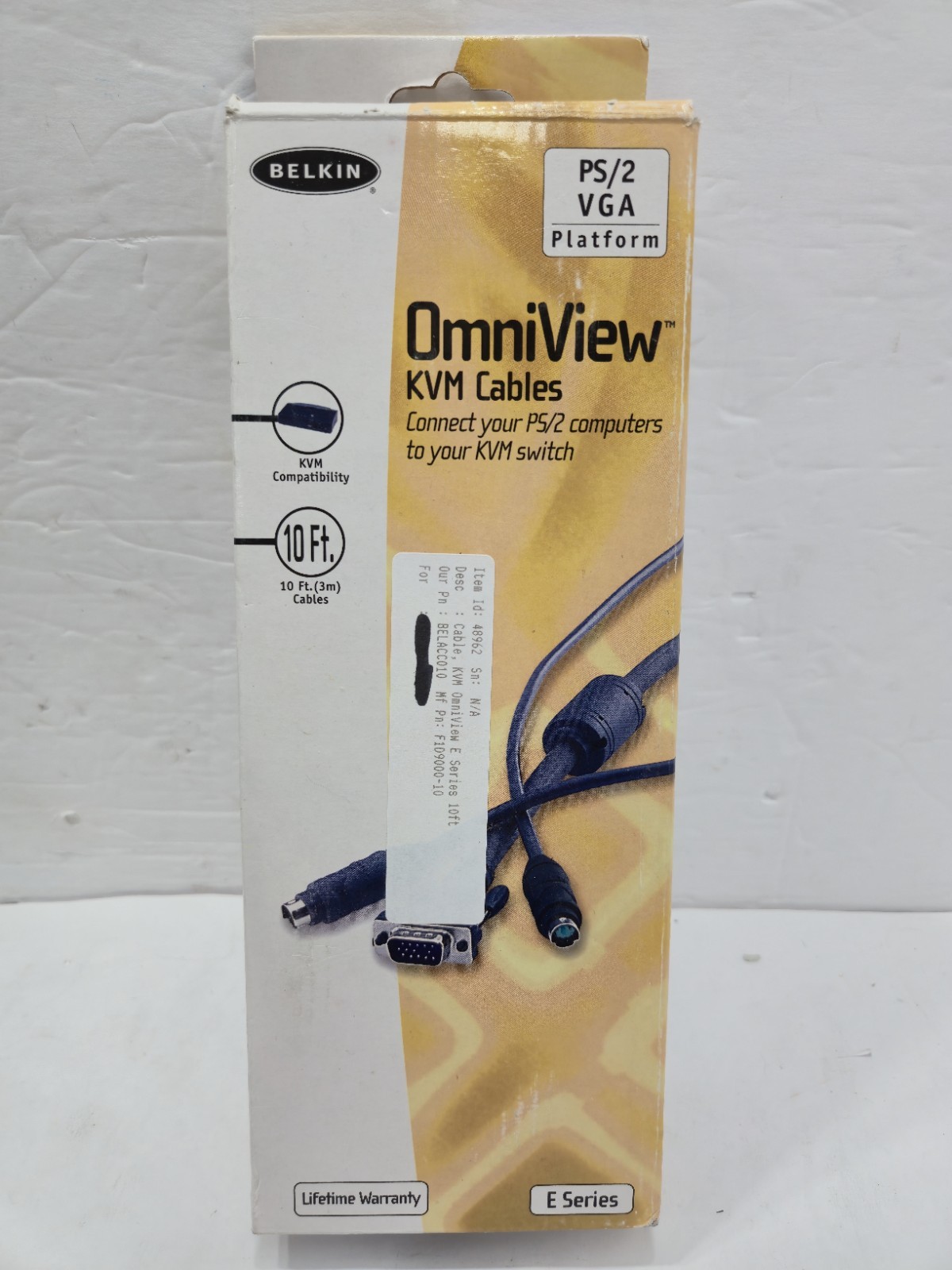 BELKIN F1D9000-10 OMNIVIEW Keyboard-Video-Mouse KVM PS/2 CABLES – 10ft (3m)