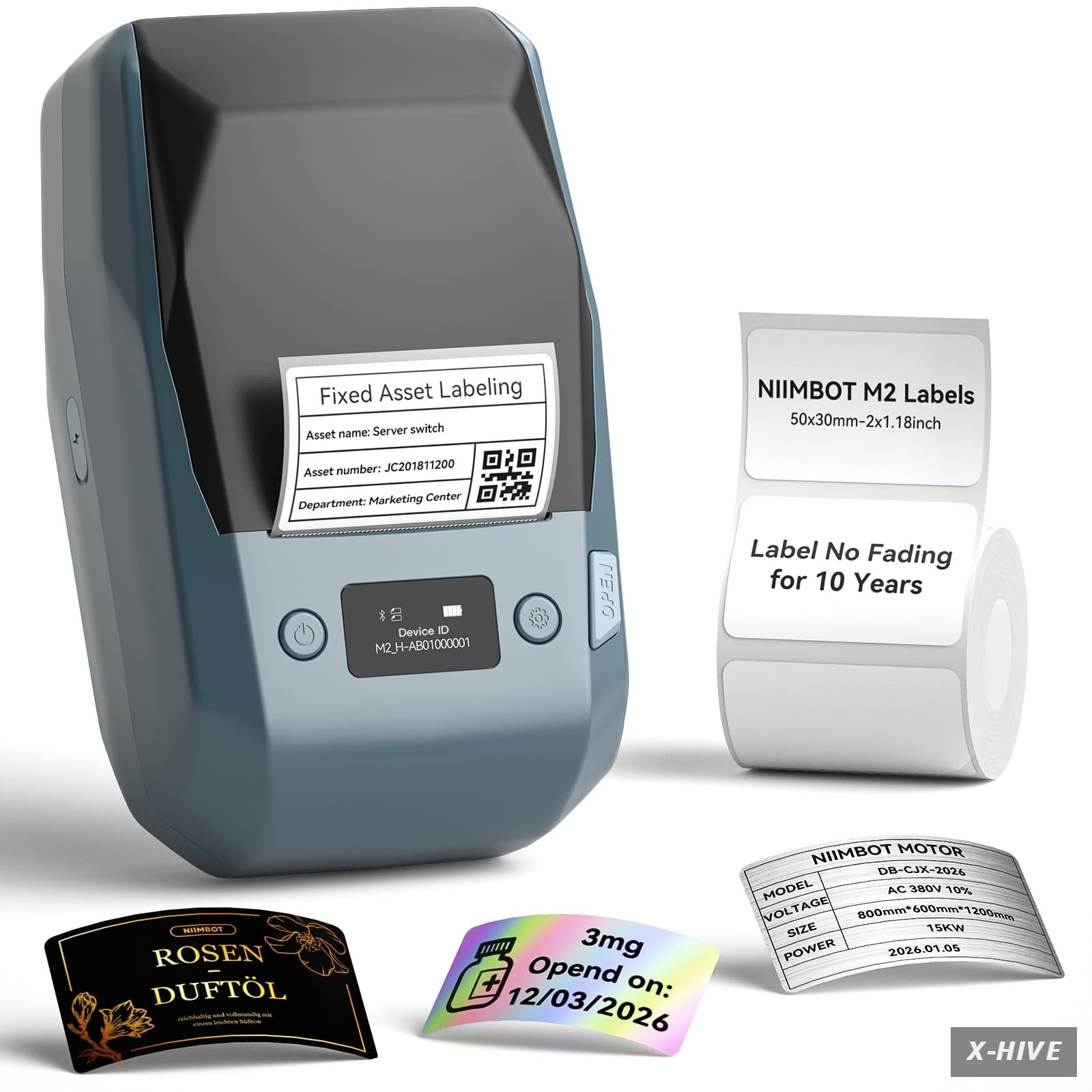 NIIMBOT M2 2 Inch Thermal Transfer Label Maker, 300DPI Bluetooth Label Printer,