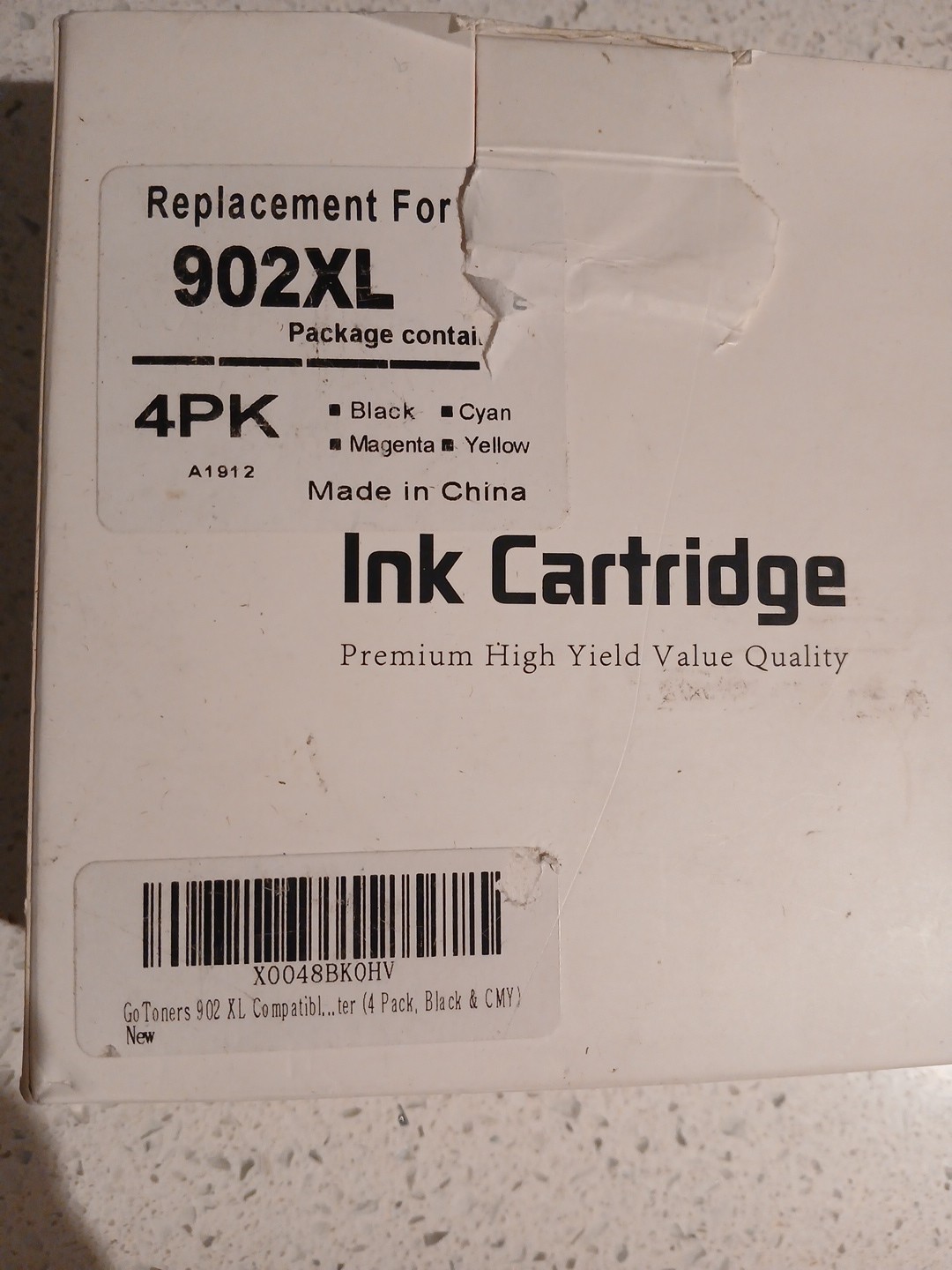 902XL HP Ink  toner Cartridge Replacemet 4 Pack Black, Cyan, Magenta, Yellow NEW