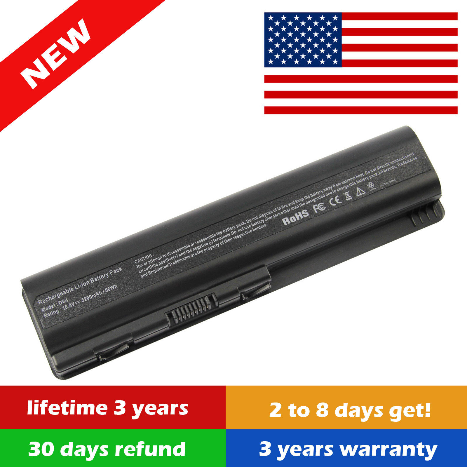 Battery for HP 484170-001 484170-002 484172-001 485041-001 485041-002 Laptop O