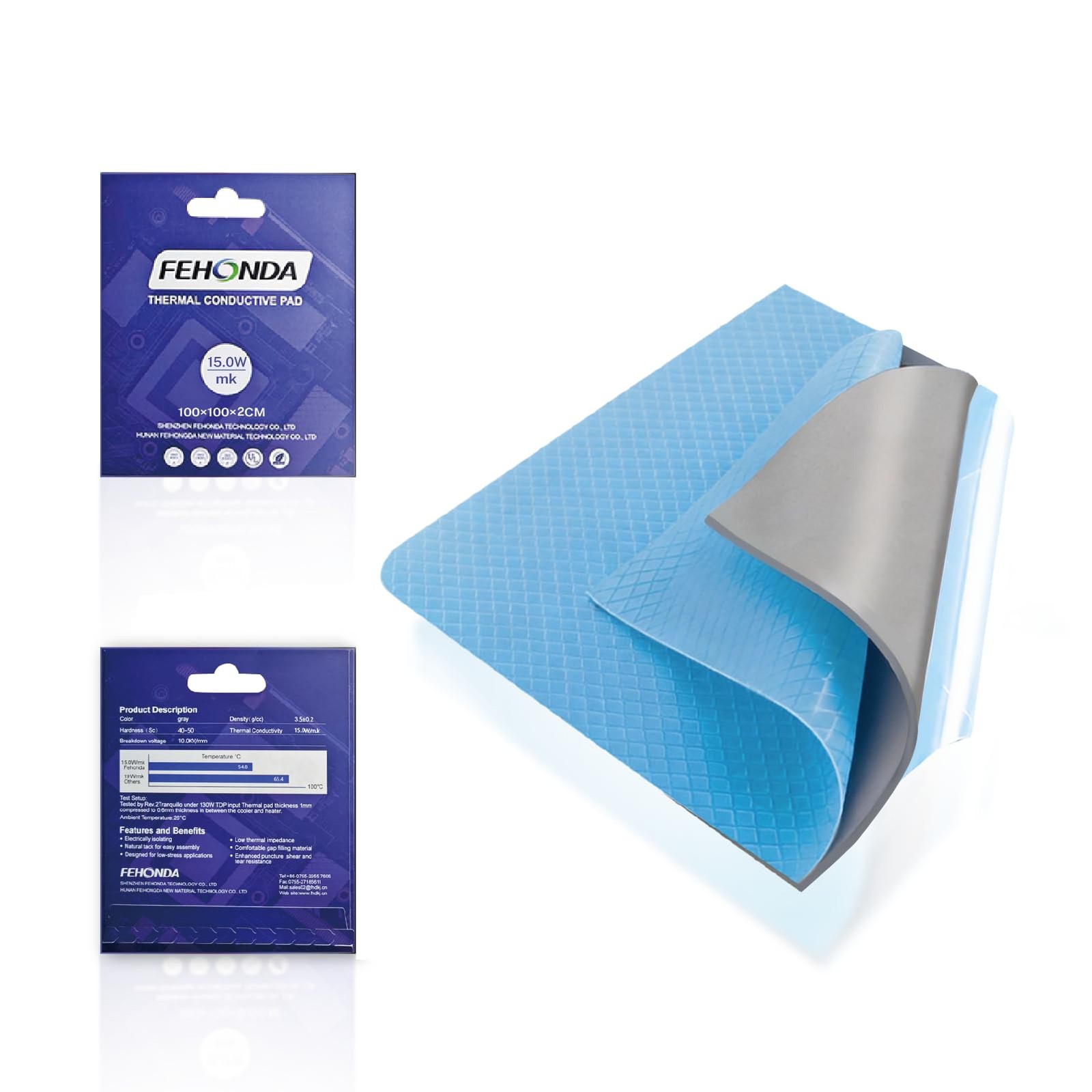 15 W/mK Thermal Pad 2mm High Performance 100x100x2 mm Electronics PC Hardware
