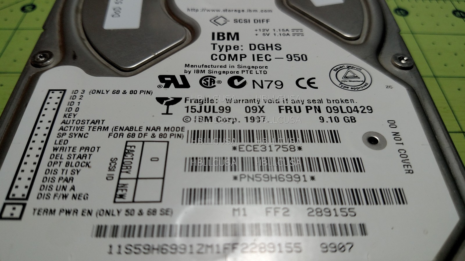 IBM 59H6991 09L0429 UltraStar 9LP 9.1GB 9GB, SCSI Differential DGHS-09X - Tested