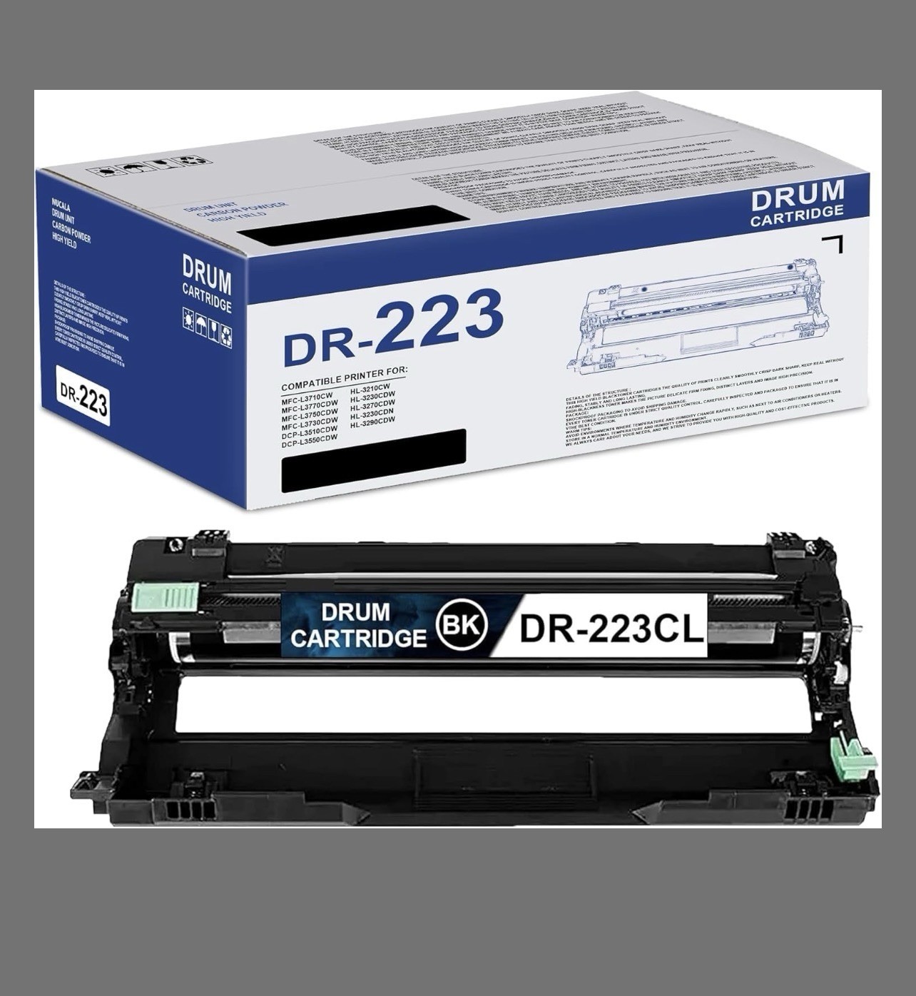 1 Pack DR223CL Black High Yield DR-223CL Drum Unit Replacement For Brother