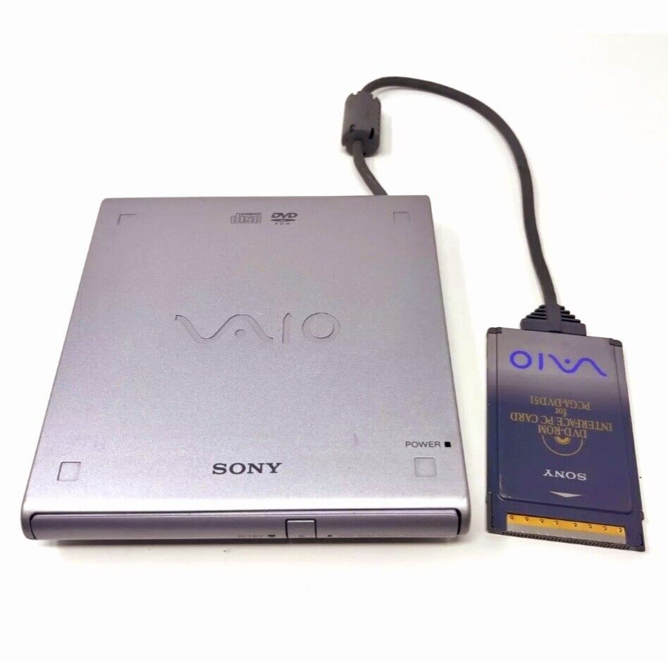 SONY EXTERNAL 8x SPEED DVD-ROM DISK DISC DRIVE PC CARD/PCMCIA PCGA-DVD51 TESTED