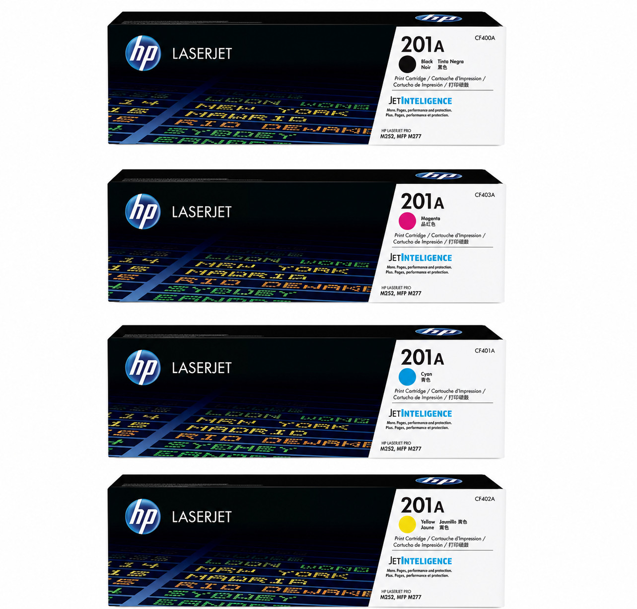 HP 201A Set of 4 Full Toner Cartdridge Black, Cyan, Magneta, Yellow. Unlocked ✅
