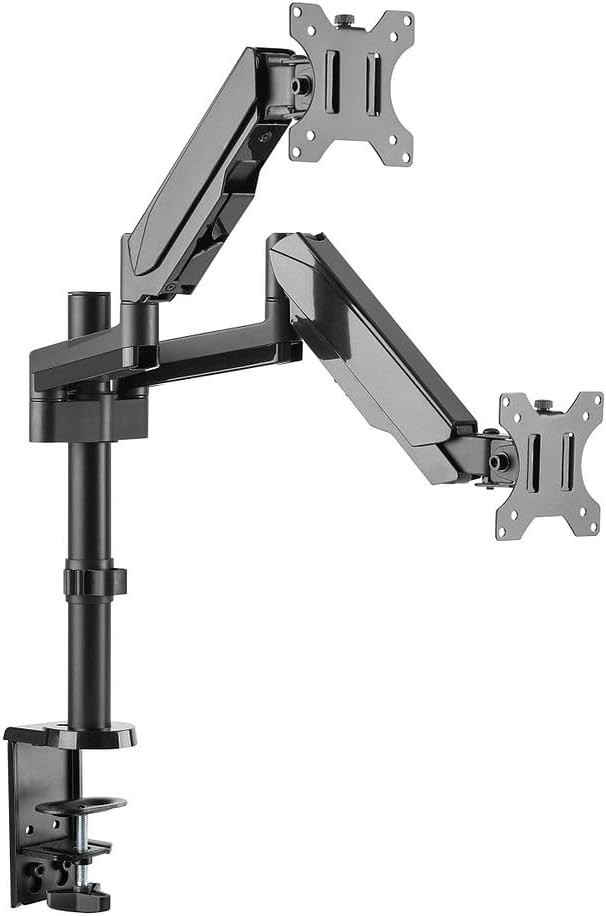 Dual LCD adjustable gas spring desk mount monitor stand holds up to 17''32'' LCD