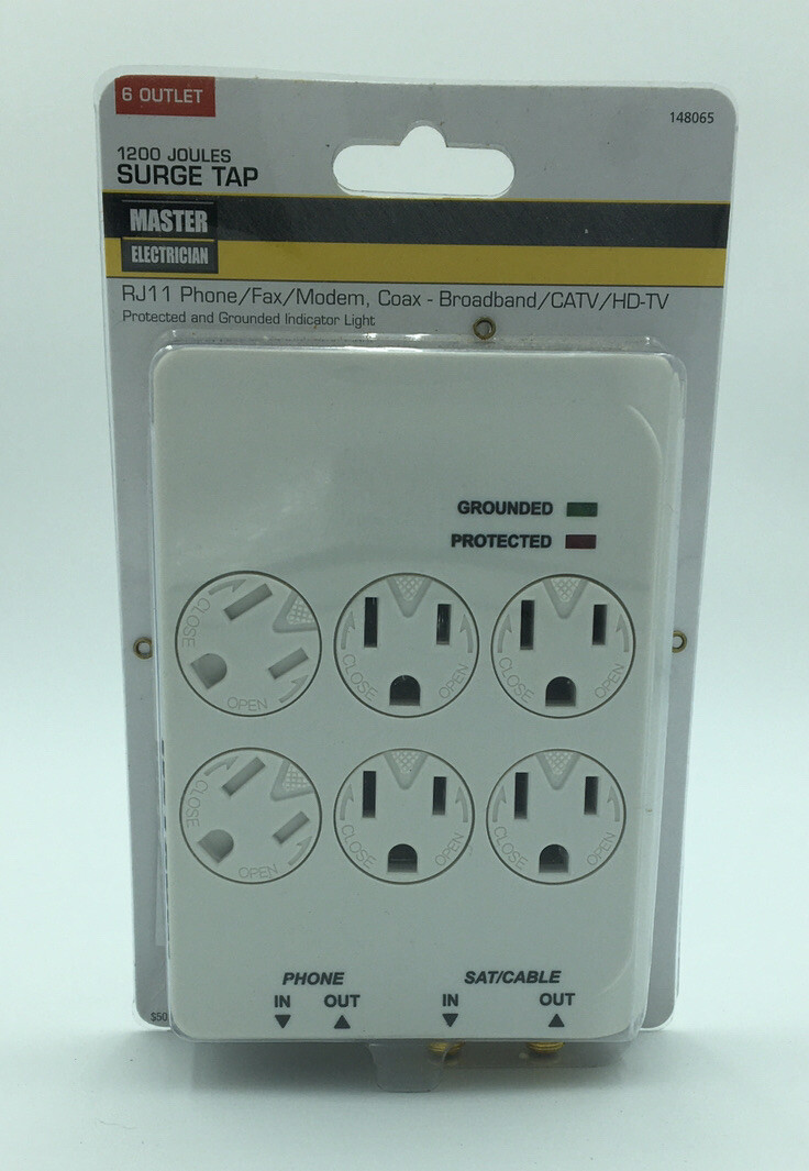 Master Electrician CT-044FTX Surge Tap 6 Outlet, Phone, & Cable 1200 Joules,