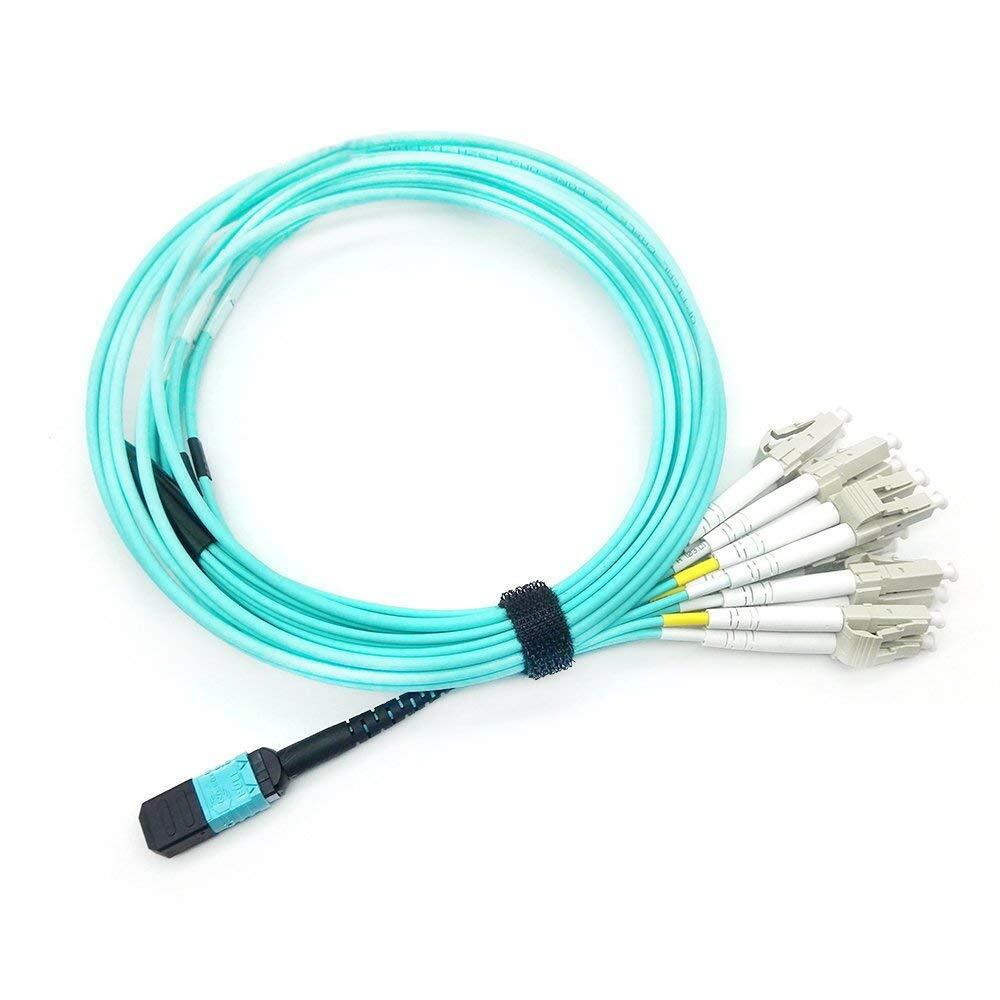 3M(10ft) MTP/MPO (APC) to 12 x LC Multimode Breakout Fiber Optic Cable, QSFP ...