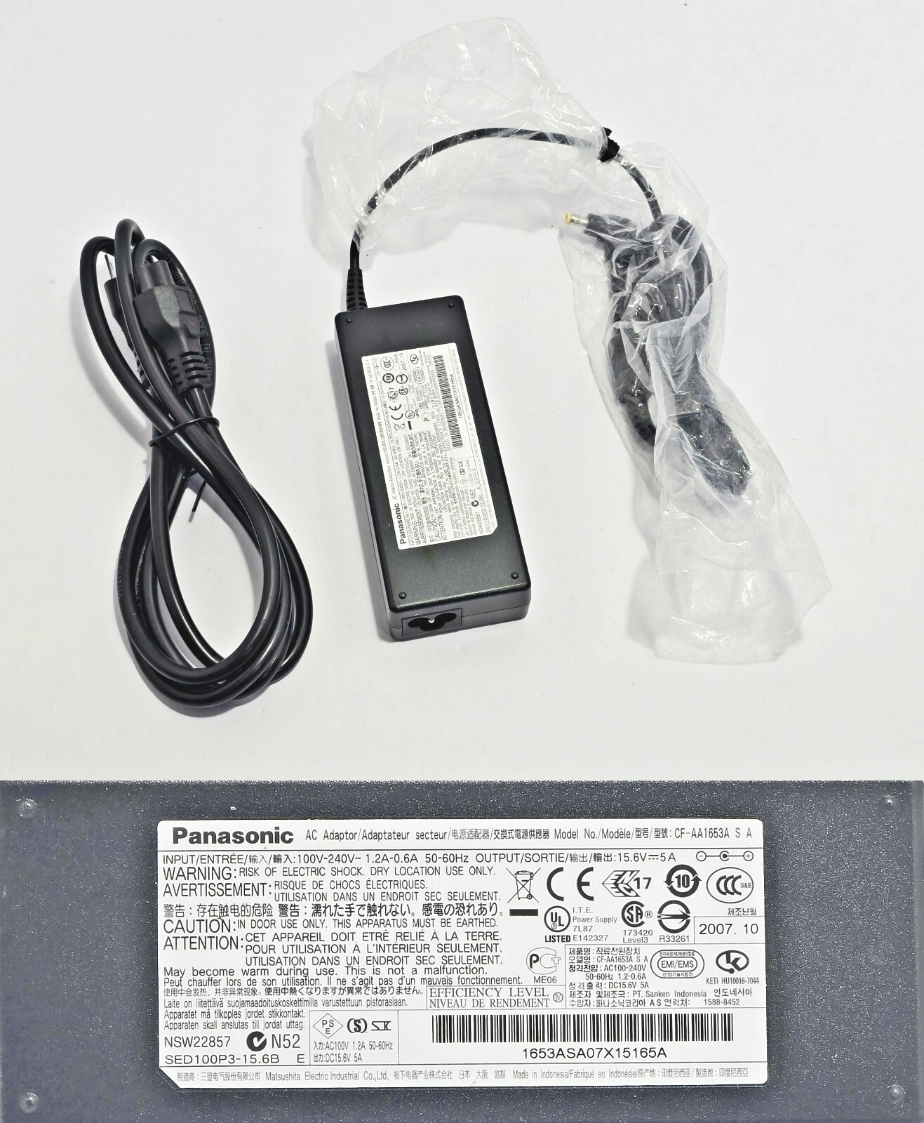 NEW Original Panasonic 15.6V 5A CF-AA1653A For ToughBook OEM AC Adapter Charger