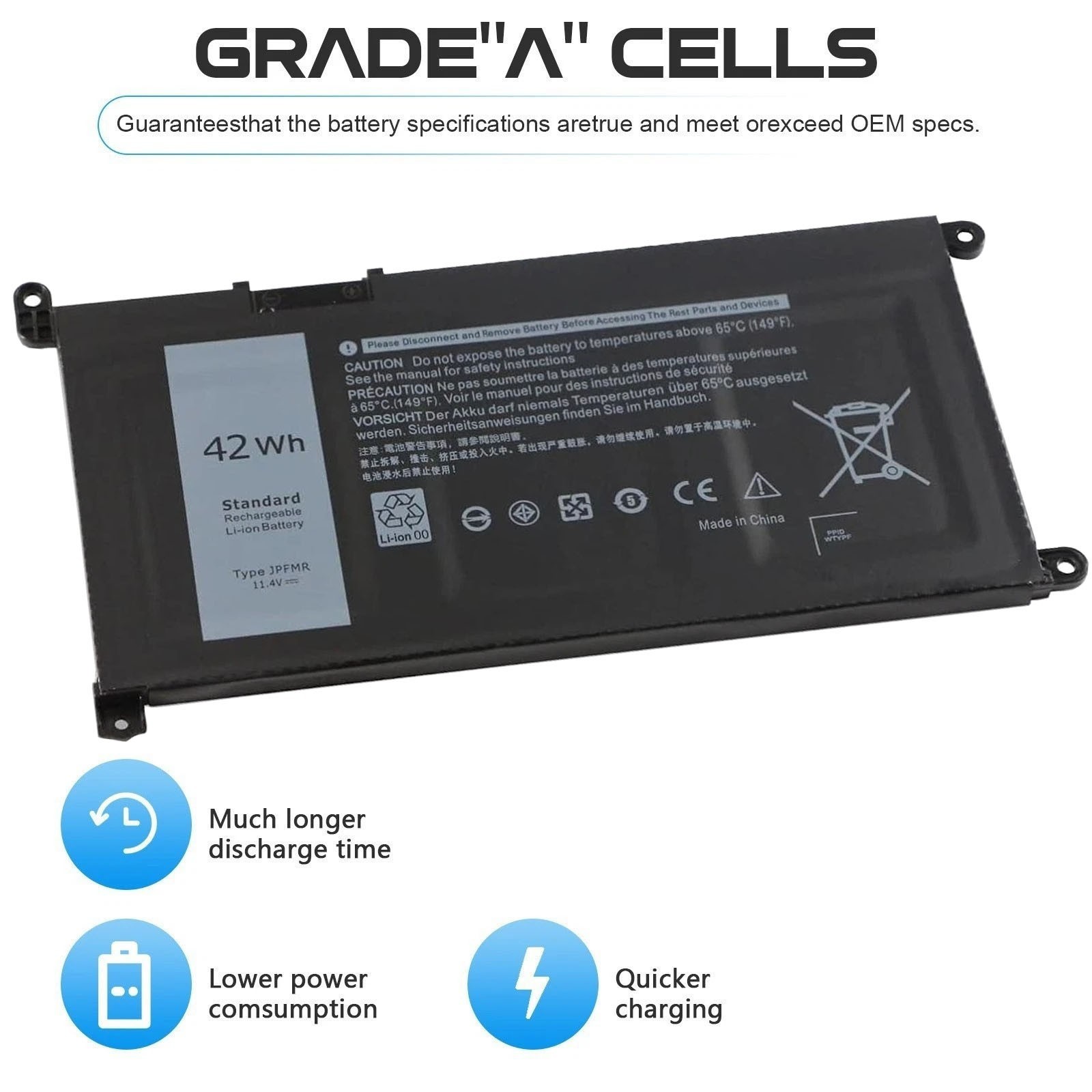 JPFMR Battery For Dell Chromebook 3400 3100 2-in-1 5488 5493 5593 16DPH 7MT0R US