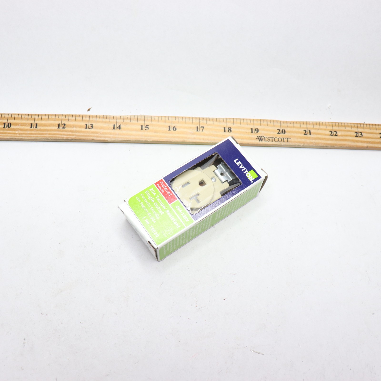 Leviton Single Power Temper Resistant Outlet Ivory 20A T5020