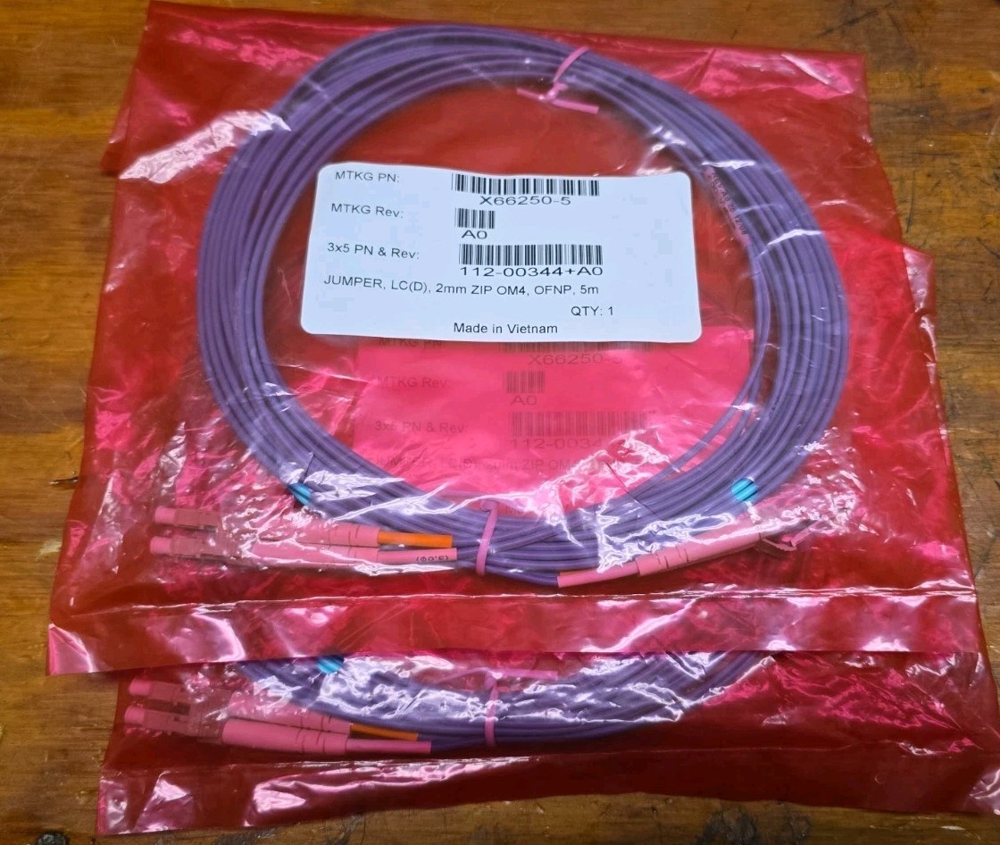 Lot Of 2 NetApp 5m 2mm OM4 LC-LC Fiber Optic Network Cable X66250-5