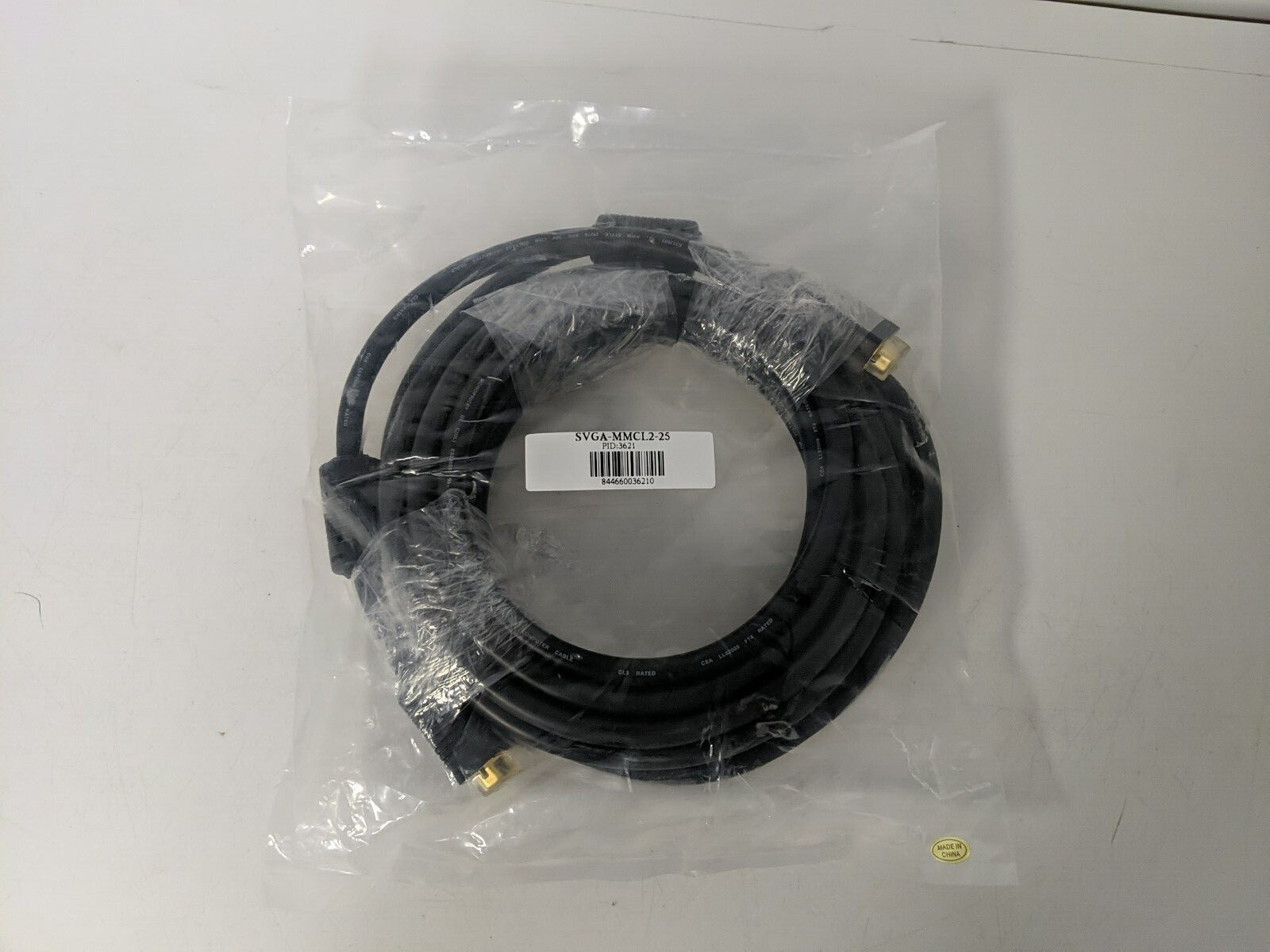 Monoprice 25ft 15-Pin Super VGA SVGA Male-Male CL2 Rated for In-Wall Cable
