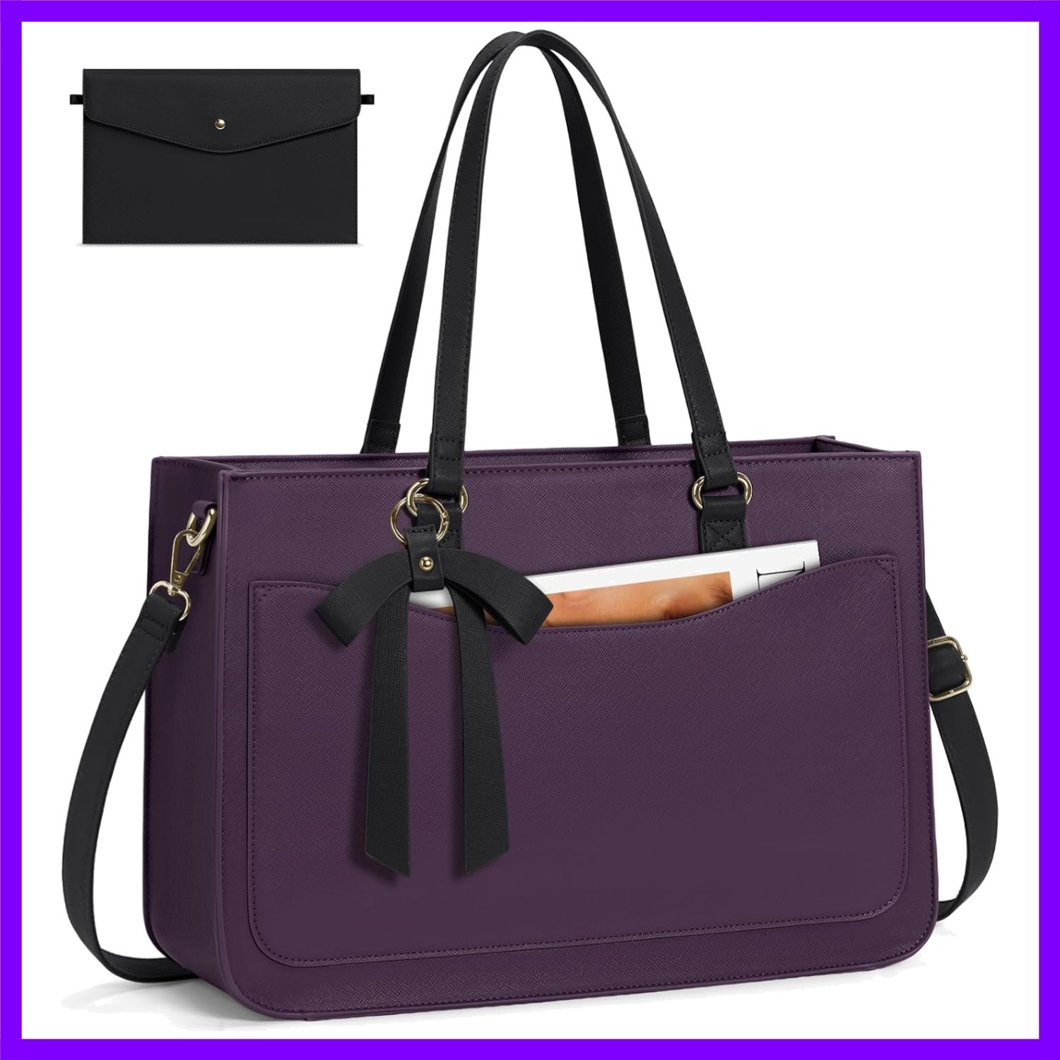 Laptop Bag for Women 15.6 Inch Work Tote Bags Leather Laptop Tote Waterproof ...