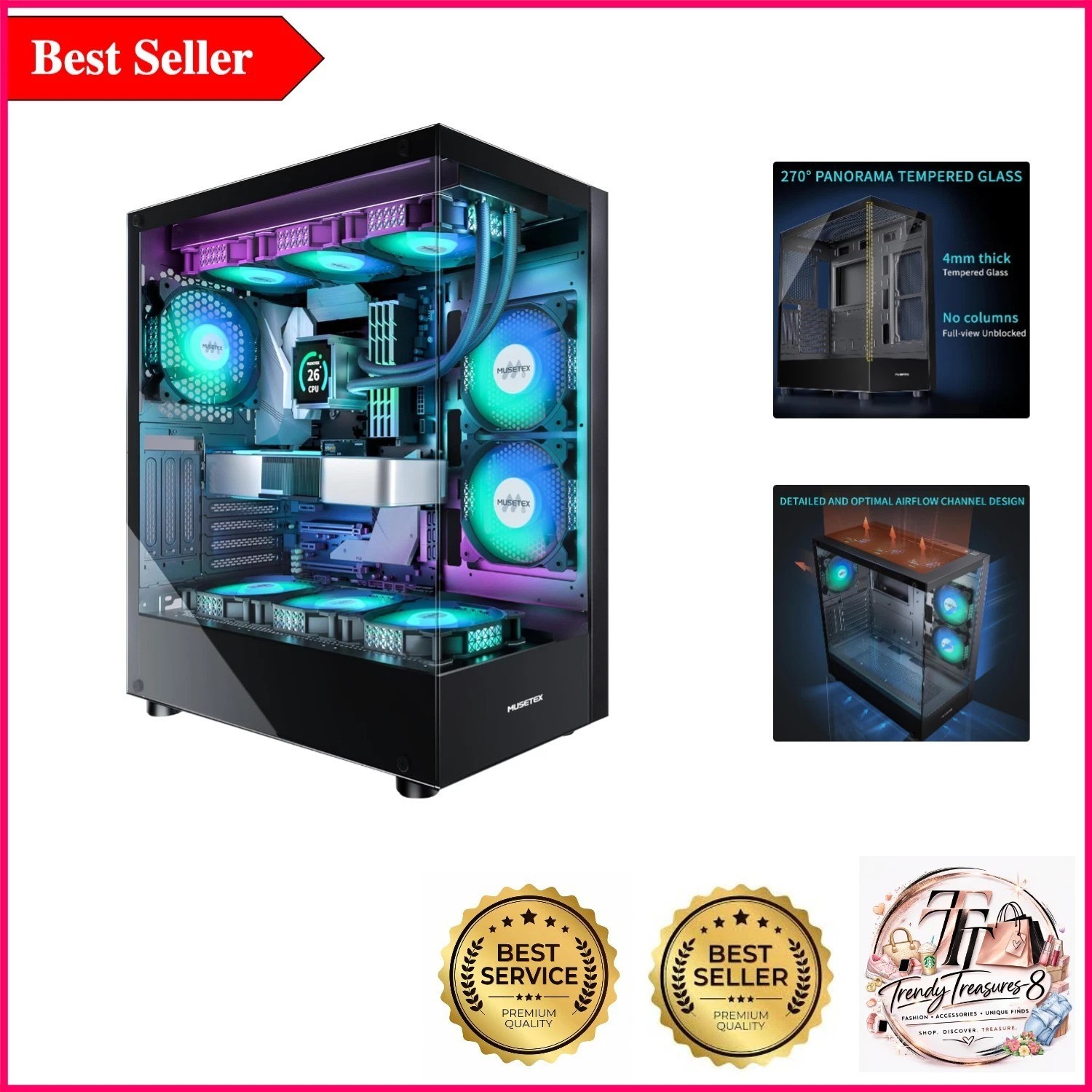 K2 Gaming PC Case: High-Performance ATX Tower with Customizable ARGB Lighting...