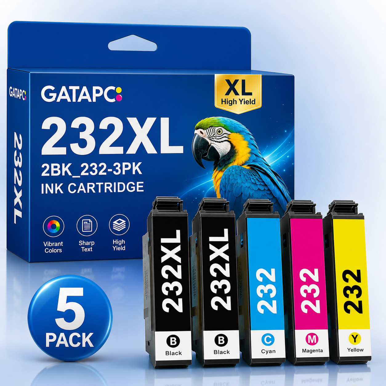 5 Pack T232 232 XL Compatible Ink Cartridge for XP 4205 4200 WF2930 2950
