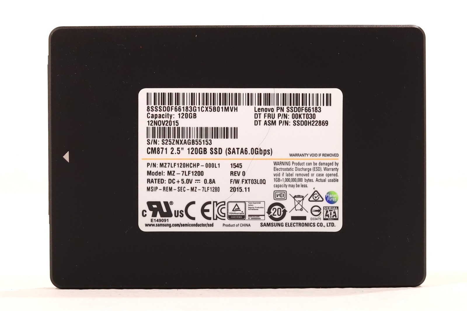 Lenovo MZ-7LF1200 CM871 120GB 2.5" 6Gb/s MLC SATA III SSD FRU P/N:00KT030 Tested