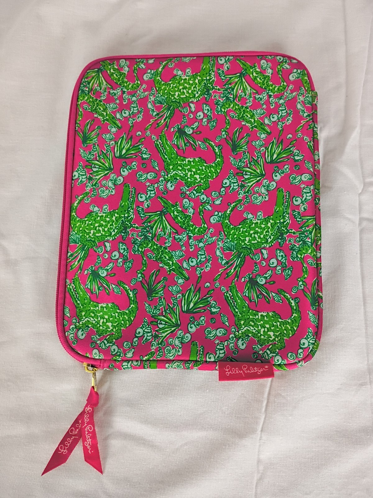 Lilly Pulitzer See You Later Gator Tablet Sleeve 10" iPad Case Pink Green 8"x10"