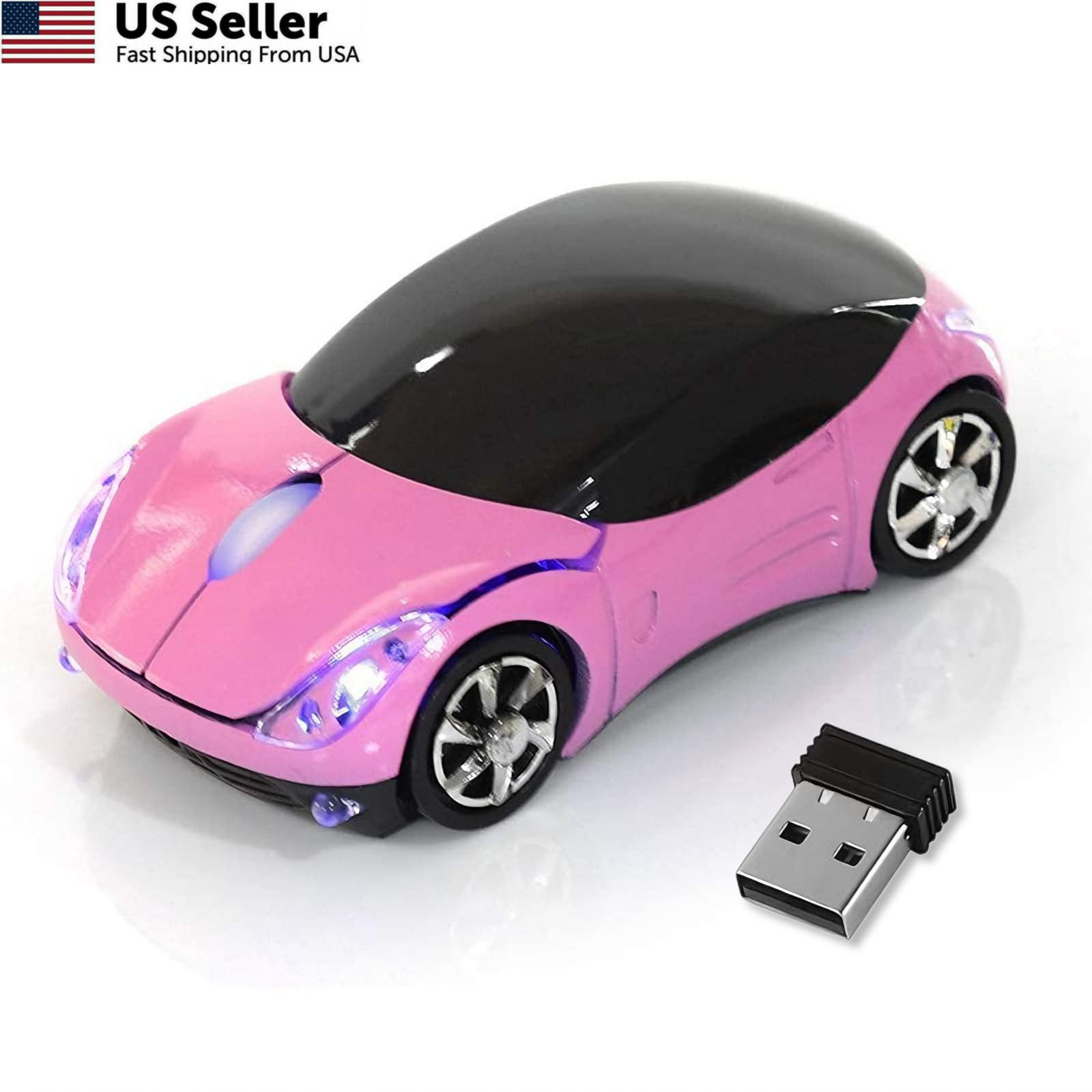HuGuWdy Pink Wireless Car Mouse - 2.4G with USB Receiver,