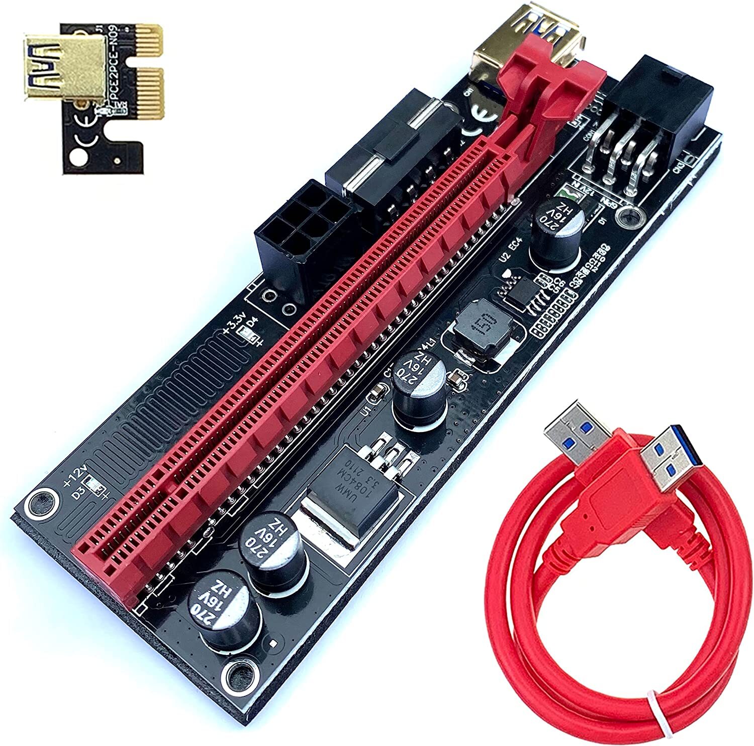 Cryptoshack Premium Riser 009s PCIe 1x 16X GPU Mining Card PCI-e Power Multipack