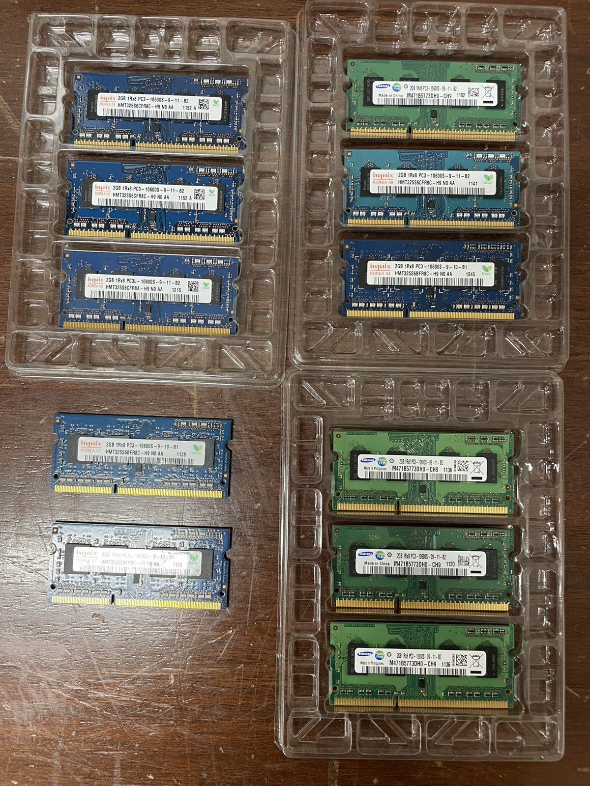 Lot of 11 Hynix 2GB DDR3 RAM PC3-10600S HMT325S6BFR8C-H9 and M4715773DH0-CH9