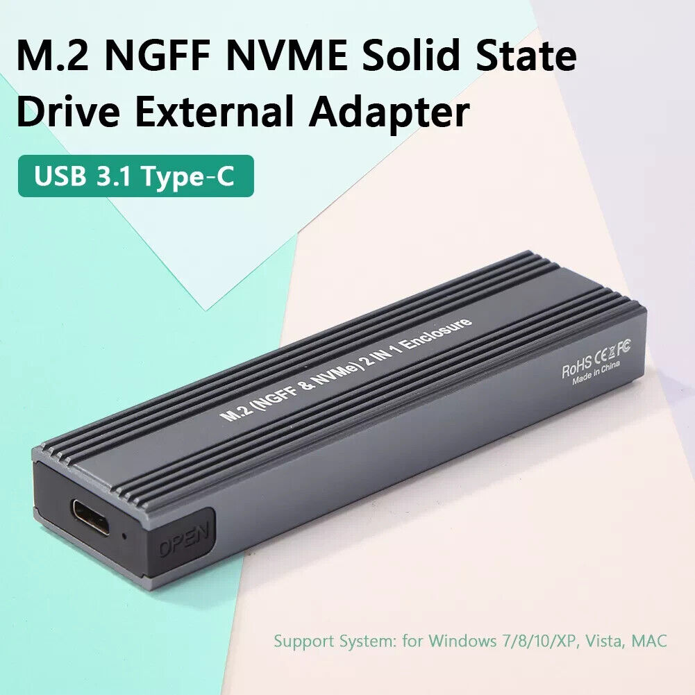 M2 SSD Case to USB Type C 3.1 Dual NVME PCIe NGFF SATA External m.2 Enclosure
