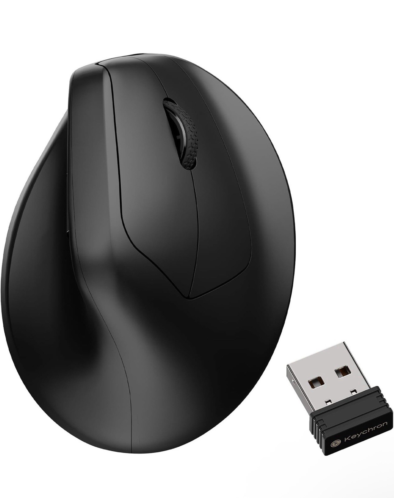 Keychron M5 8K Vertical Ergonomic Mouse Wireless, 2.4 GHz/Bluetooth 5.3 - Black