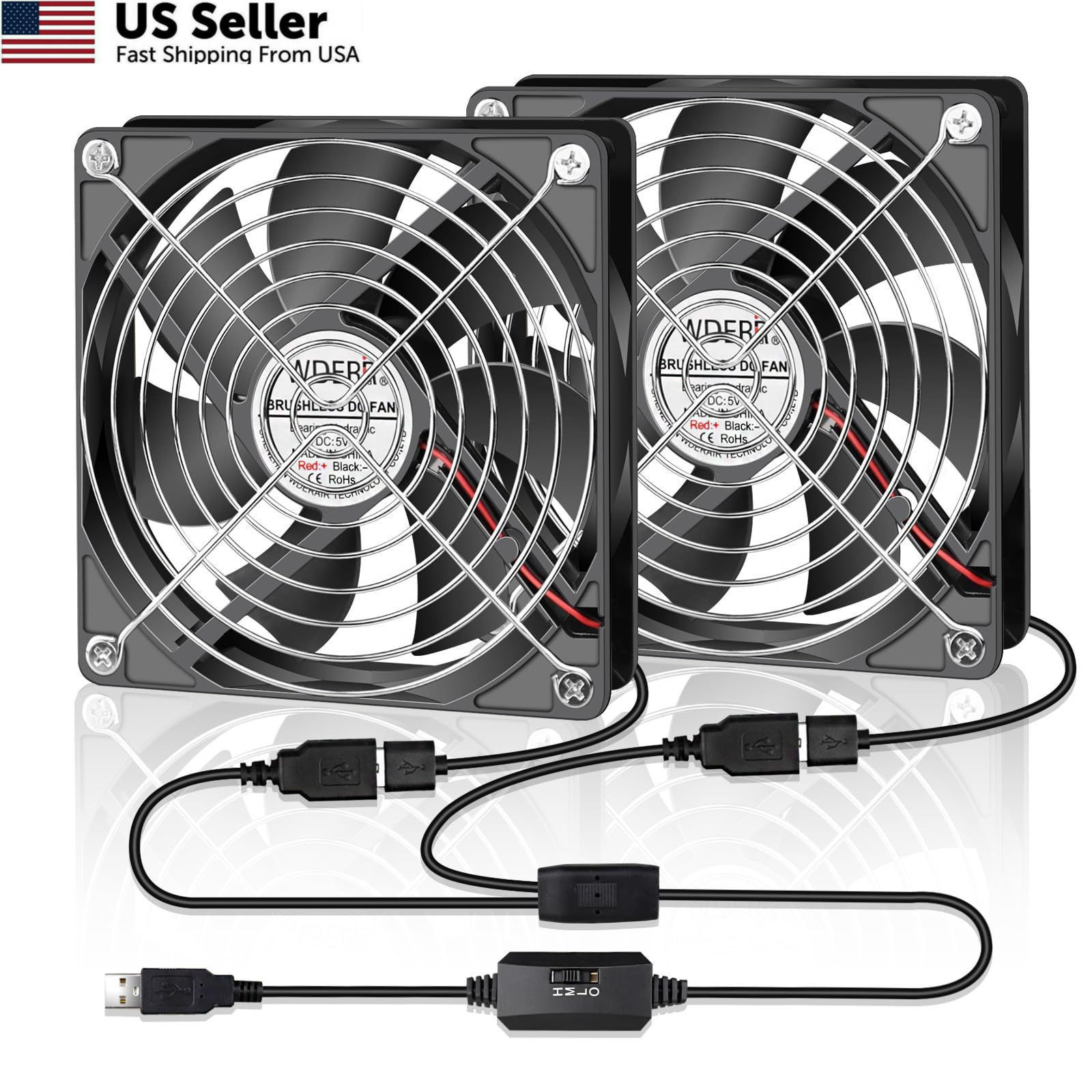 WDERAIR 120mm Computer Case 5V USB Powered Fan, Small Silent Flat Cooler...