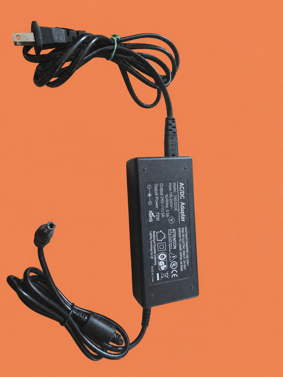Qidianxing 2403000E 24V 3A 72W Center Positive AC DC Power Adapter