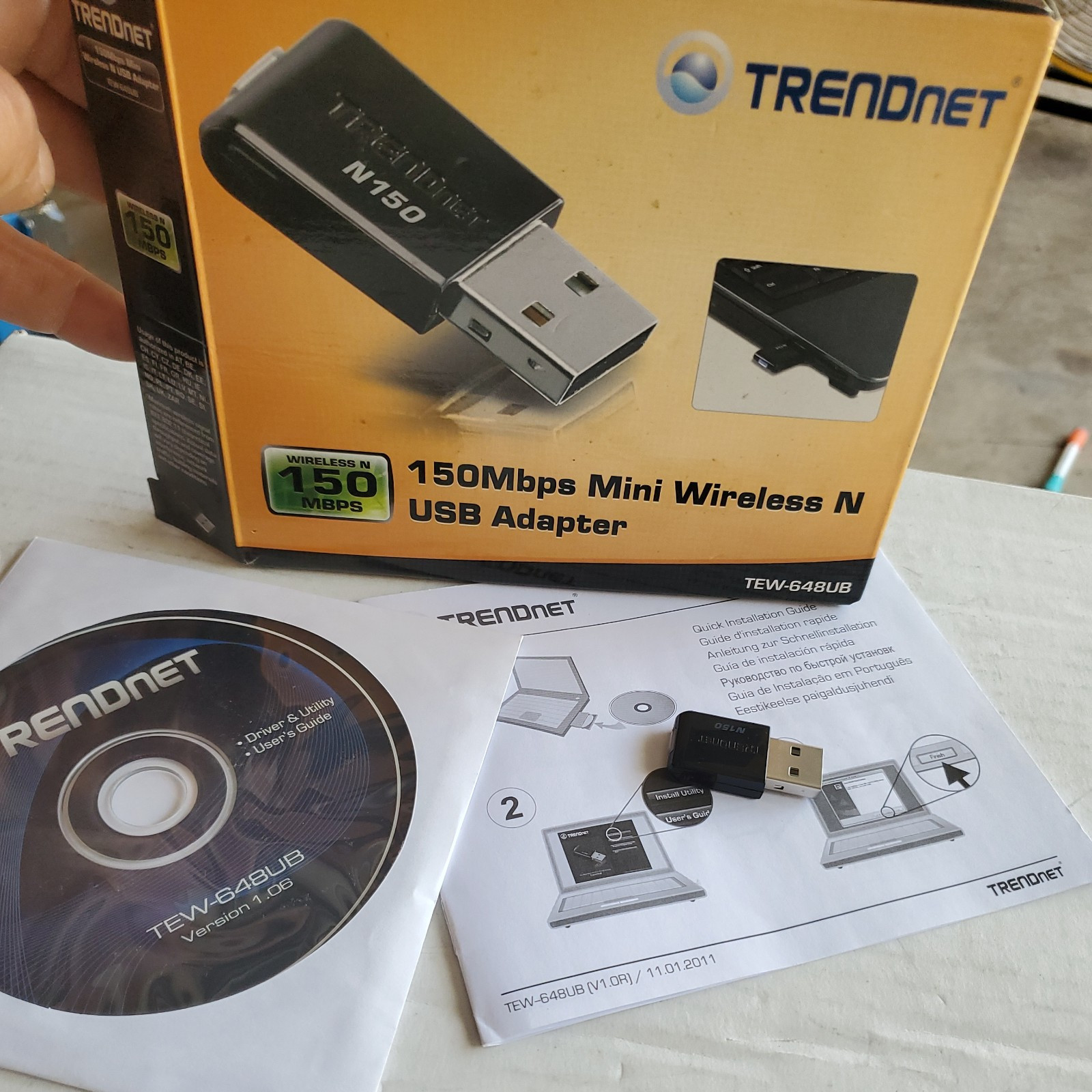 Lot of 4: TRENDnet Wireless N150 Micro USB Adapter, USB 2.0 TEW-648UBM