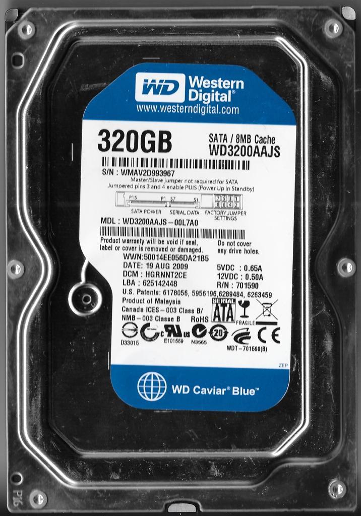 WESTERN DIGITAL WD3200AAJS-00L7A0 320GB SATA HARD DRIVE DCM: HGRNNT2CE 701590